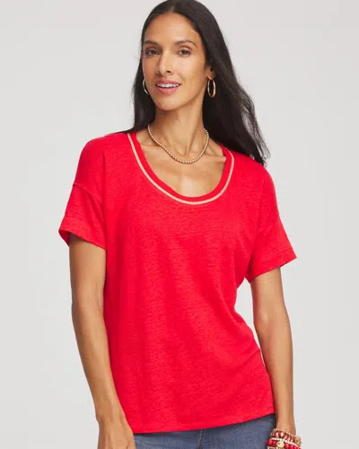 Chico's Sweater Trim Linen Tee In