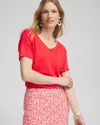 Chico's Sweater Trim Linen Tee In Size 16/18 |  In Watermelon Punch