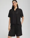 Chico's Swimsuit Cover-up Short And Shirt Set In Black Size Medium |  In Black