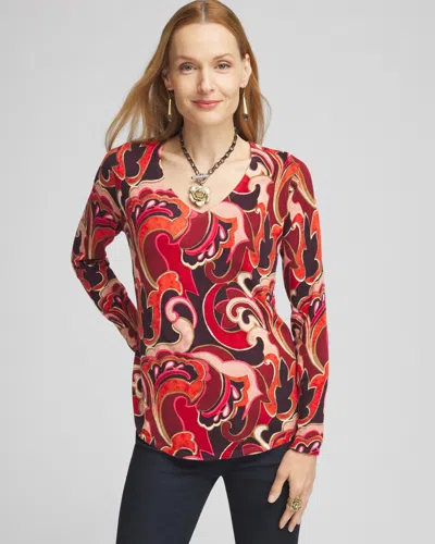 Chico's Swirl V-neck Pullover Sweater In Purple Size 20/22 |  In Deep Raisin