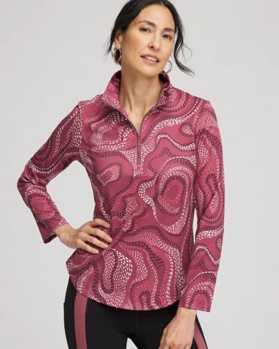 Chico's Swirls Half-zip Top In Rosewood Size 16/18 |  Zenergy Activewear