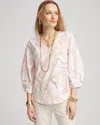 Chico's Swirls Tuck Sleeve Tee In White Size 12/14 |  In Ecru