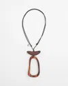 Chico's Sylca X  Adli Wood Open-design Pendant Necklace In Brown In Brown