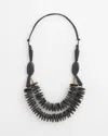 Chico's Sylca X  Black Disk Bead Statement Necklace In Black