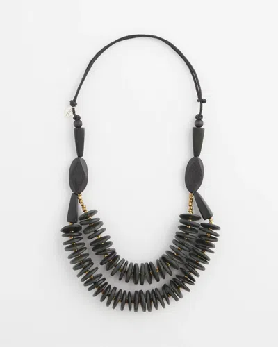 Chico's Sylca X  Black Disk Bead Statement Necklace