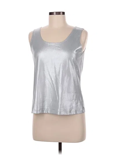 Pre-owned Chico's Tank Top Silver Metallic Pattern Halter Neckline Tops