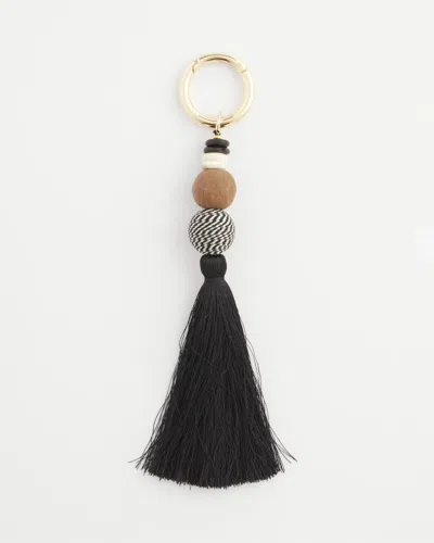 Chico's Tassel Bag Charm Key Chain In Black