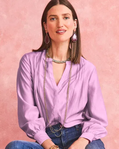 Chico's Tencel-blend Sheer Blouse In Lavender Skies Size 12/14 |