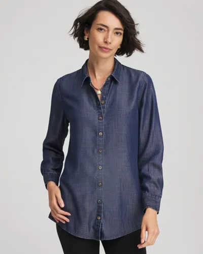 Chico's Tencel Classic-fit Denim Tunic In Rosario Indigo