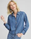Chico's Tencel Cropped Denim Shirt In Bailey Indigo