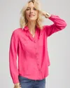 Chico's Tencel™ Denim Button-front Shirt In Dried Roses Size 10 |  In Dried Roses