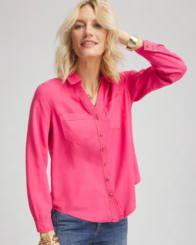 Chico's Tencel™ Denim Button-front Shirt In Dried Roses Size 10 |