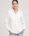 CHICO'S TENCEL™ DENIM BUTTON-FRONT SHIRT IN WHITE SIZE 18 | CHICO'S