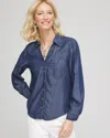 Chico's Tencel™ Denim Shirt In Landers Wash Size 6 |  In Landers Wash