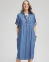 Chico's Tencel™ Midi Jean Dress In Denim Size 8/10 |  In Medium Wash Denim