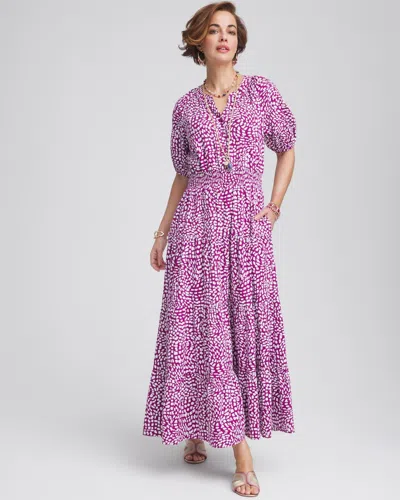 Chico's Smocked Waist Maxi Dress In Purple Size 16/18 |  In Purple Clover