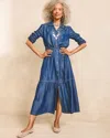 Chico's Tencel™ Tiered Belted Jean Shirtdress In Denim Size 20/22 |  In Marina Bay Indigo