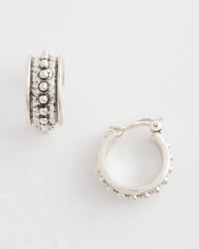 Chico's Textured Antique-style Clip-on Hoop Earrings In Metallic In Silver