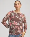 Chico's Textured Banded-hem Top In Dried Mushroom