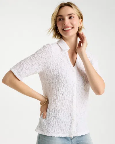 Chico's Textured Camp Tee In White