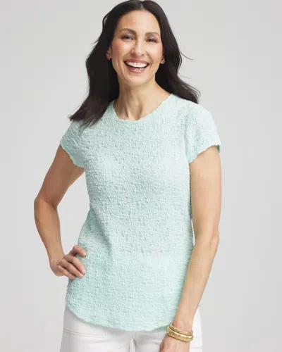 Chico's Textured Cap Sleeve Tee In Blue