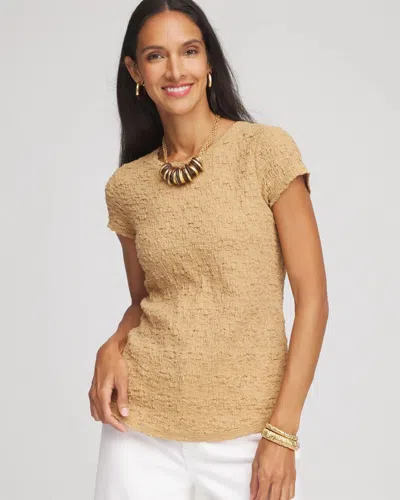 Chico's Textured Cap Sleeve Tee In Brown