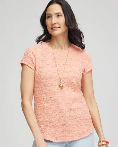 Chico's Textured Cap Sleeve Tee In Coral Blossom Size 20/22 |