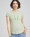 Chico's Textured Cap Sleeve Tee In Moroccan Mint Size 8/10 |  In Moroccan Mint