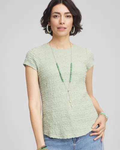 Chico's Textured Cap Sleeve Tee In Moroccan Mint Size 8/10 |