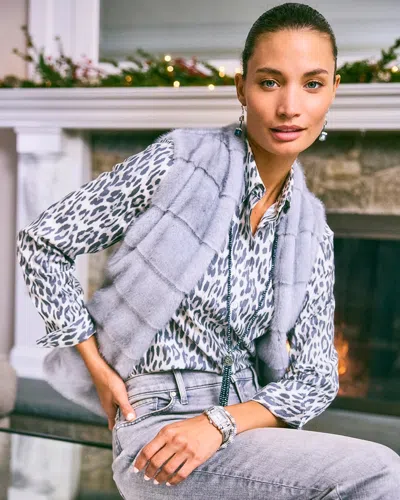 Chico's Textured Faux Fur Vest In Dove
