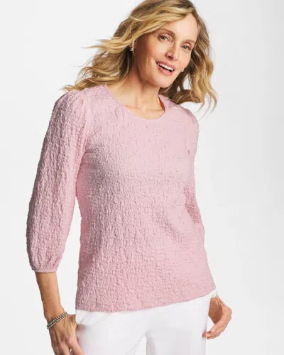 Chico's Textured Feminine Tee In Sweet Blossom In Pink