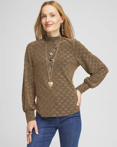 Chico's Textured Gold Mock-neck Top Size 16/18 |