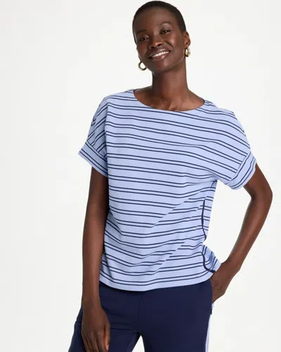 Chico's Textured Knit Jacquard Top In Blue In Blue Muse
