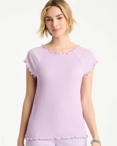 Chico's Textured Knit Lettuce Raglan Tee In Orchid Mist In Silver