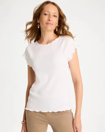 Chico's Textured Knit Lettuce Raglan Tee In White