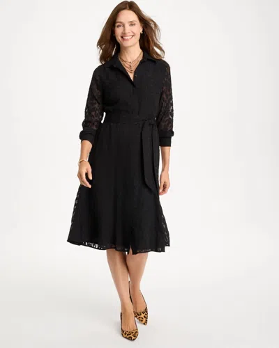 Chico's Textured Leopard Jacquard Shirtdress In Black