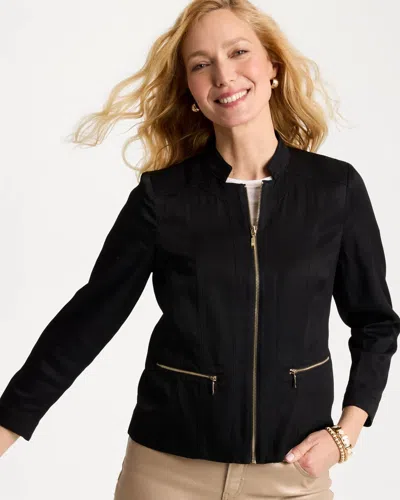 Chico's Textured Shine Jacket In Black