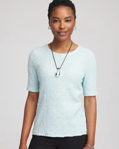 Chico's Textured Short-sleeve Tee In Blue Menthe