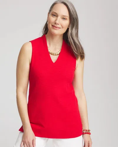 Chico's Textured Sleeveless V-neck Tunic In Red