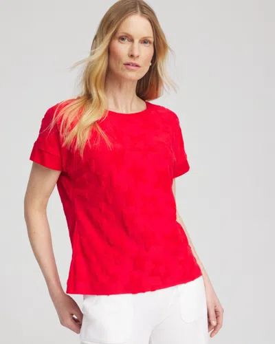 Chico's Textured Star Top In Madeira Red Size 16/18 |  Zenergy