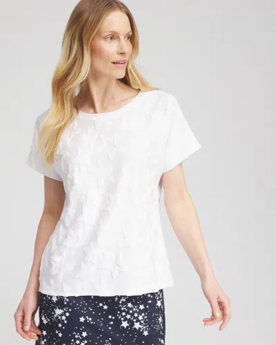 Chico's Textured Star Top In White Size 8/10 |  Zenergy
