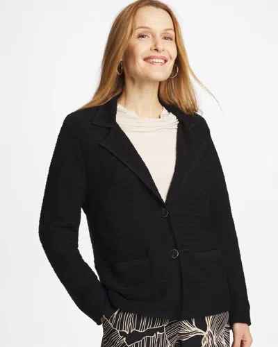 Chico's Textured Stitch Detail Cardigan Sweater In Black In Gray