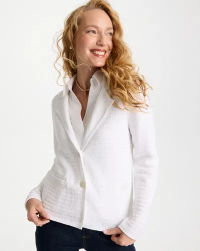 Chico's Textured Stitch Detail Cardigan Sweater In White