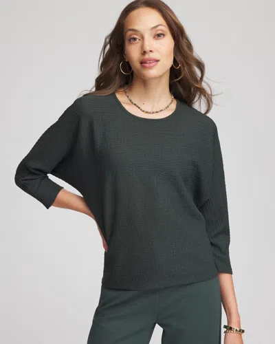 Chico's Textured Tapered-hem Top In Darkest Spruce In Green