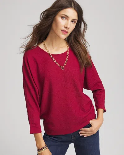 Chico's Textured Tapered-hem Top In Russet Red