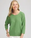 Chico's Textured Wedge Top In Salted Lime In Green