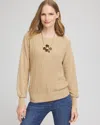 Chico's Textured Zebra Print Dolman Sleeve Sweater In New Camel Heather Size 16/18 |  In New Camel Heather