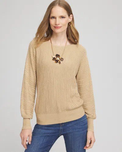 Chico's Textured Zebra Print Dolman Sleeve Sweater In New Camel Heather Size 16/18 |