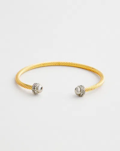 Chico's Thin Mixed Metal Flex Cuff Bracelet |  In Gold