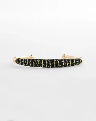 Chico's Thread Wrapped Cuff Bracelet In Black/gold In Multi